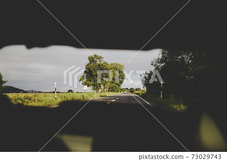 The view behind you from the car window 73029743