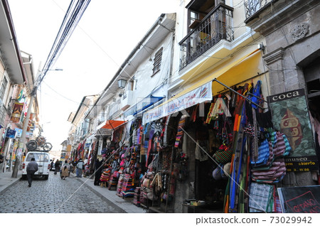 Souvenir shop in La Paz, the capital of Bolivia (Mercado Negro / Sagarnaga Street) 73029942
