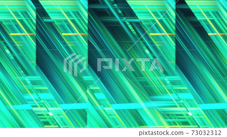 Computer generated inclined and horizontal glass stripes with many thin neon light lines in different colors. Abstract mirror background. 3d rendering Computer generated inclined and horizontal glass stripes with many thin neon light lines in different colors. Abstract mirror background. 3d rendering 73032312