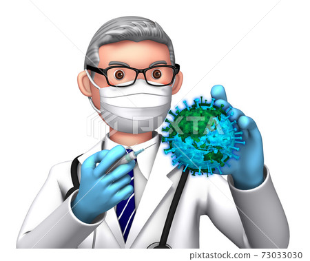 Doctor B injects a vaccine into the corona-affected Earth Doctor B injects a vaccine into the corona-affected Earth 73033030