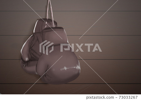 Boxing gloves after practice_Sepia 73033267