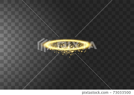 Golden halo angel ring. Isolated on black transparent background, vector illustration 73033500