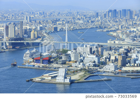 Osaka cityscape Nanko view from Sakishima Government Building, Osaka Prefecture 73033569