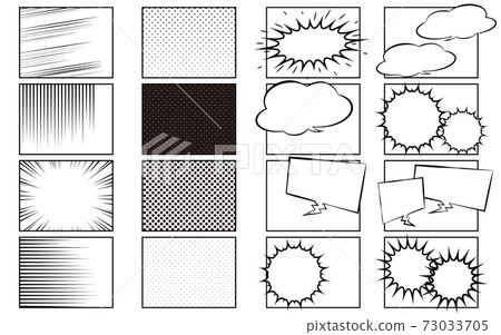 帶有卡通模板，效果和背景以及氣球的一組 73033705