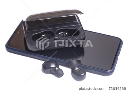 Wireless headphones with smartphone and charging case Wireless headphones with smartphone and charging case 73034266