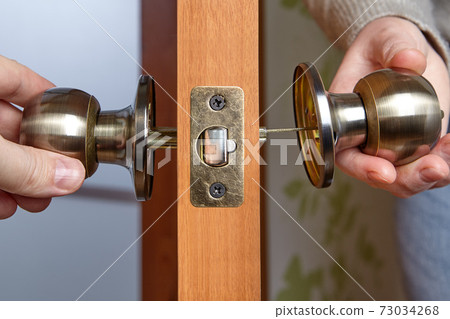 Knob is secured to the spindle and the entire assembly secures to the door. Knob is secured to the spindle and the entire assembly secures to the door. 73034268