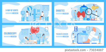 X-ray of joint, traumatology, colonoscopy concept vector. Scanning of patient in clinic. Intestine doctors examine, X-ray of joint, traumatology, colonoscopy concept vector. Scanning of patient in clinic. Intestine doctors examine, 73034887