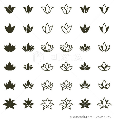 Lotus flower icon set 73034969