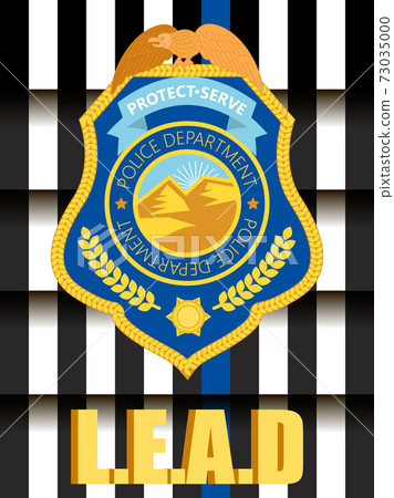 Law Enforcement Appreciation Day is celebrated in USA on January 9th each year. Police department badge, sheriff shield is shown. Flat vector with for flyer, card, web, banner 73035000