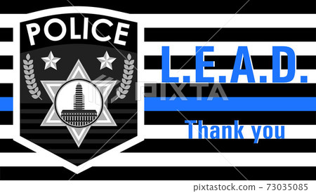 Law Enforcement Appreciation Day is celebrated in USA on January 9th each year. Police department badge, sheriff shield is shown. Flat vector with for flyer, card, web, banner 73035085