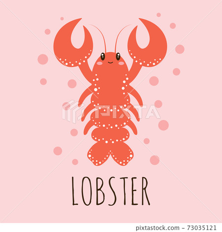 cute card with cartoon lobster, vector... - Stock Illustration ...