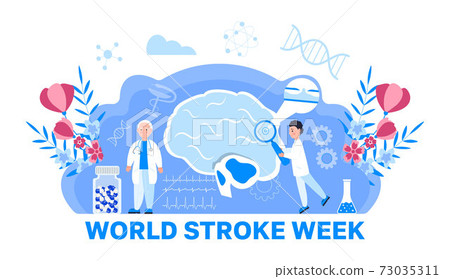 World stroke week concept vector. Neurology healthcare, dementia, Alzheimer metaphor. 73035311