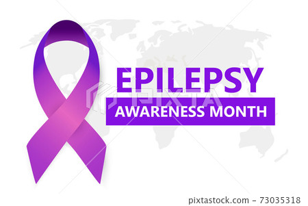Epilepsy Awareness Month concept vector for medical banner, website. Event is celebrated in November. Big purple ribbon 73035318