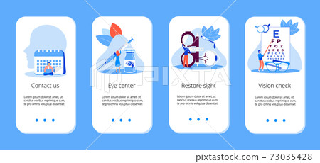 Medical ophthalmologist concept vector. Eyesight check up with tiny people character concept for apps, banner, flyer, card 73035428
