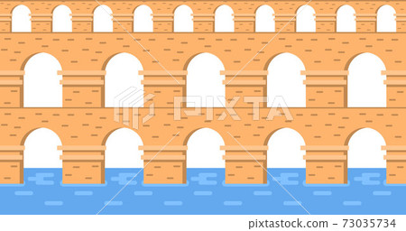 Stone bridge aqueduct vector. City architecture element and ancient bridge-construction across the river with carriageway isolated Stone bridge aqueduct vector. City architecture element and ancient bridge-construction across the river with carriageway isolated 73035734