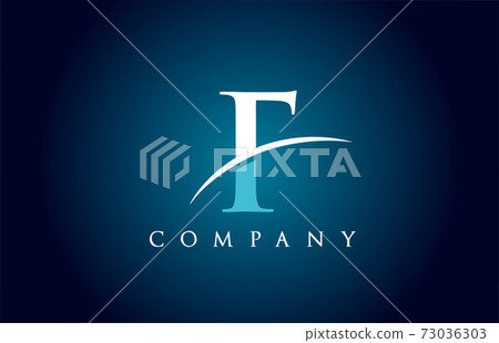 F alphabet letter logo icon for company in blue... - Stock Illustration ...