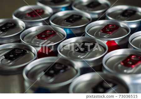 Shiny Silver Aluminum Soda Cans in a Group 73036515