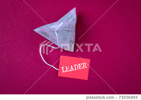 LEADER. Abstract, business, education and success concept. Tea bag LEADER. Abstract, business, education and success concept. Tea bag 73036893