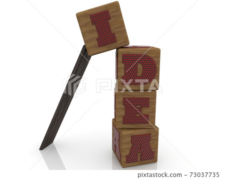 Idea concept on wood toy cubes with support Idea concept on wood toy cubes with support 73037735