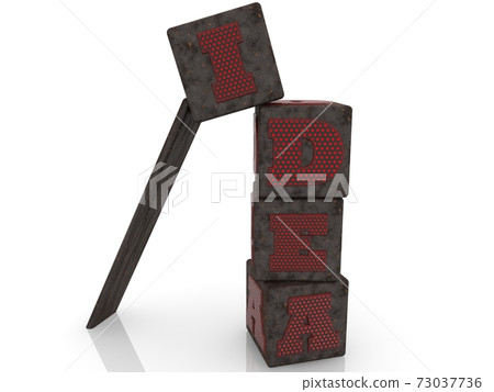 Idea concept on rusty cubes with support Idea concept on rusty cubes with support 73037736
