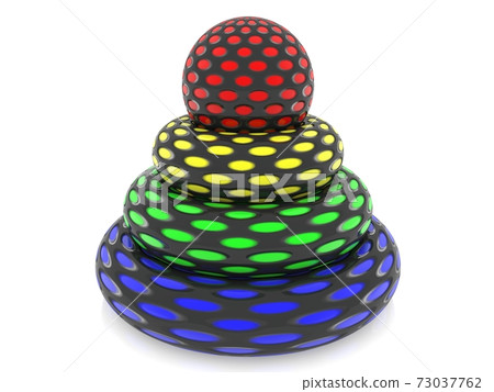 Abstract toy rings in various colors on white background Abstract toy rings in various colors on white background 73037762