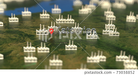 Katowice city and factory icons on the map, industrial production related 3D rendering Katowice city and factory icons on the map, industrial production related 3D rendering 73038852