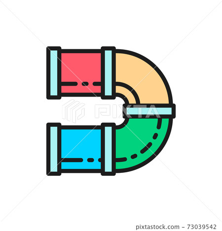 Vector curved tunnel for playground flat color line icon. Vector curved tunnel for playground flat color line icon. 73039542
