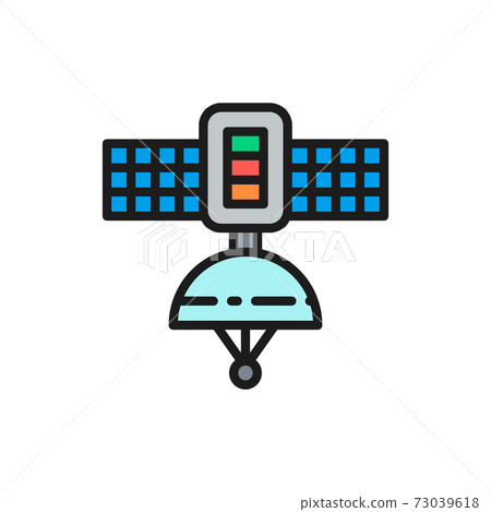Space satellite station flat color line icon. Isolated on white background Space satellite station flat color line icon. Isolated on white background 73039618