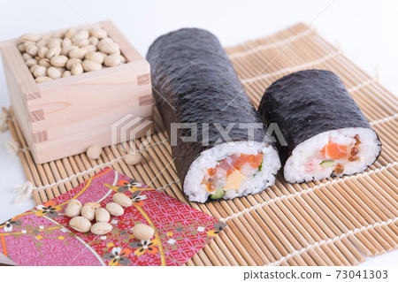 Setsubun Image Seafood Ehomaki And Masu Stock Photo