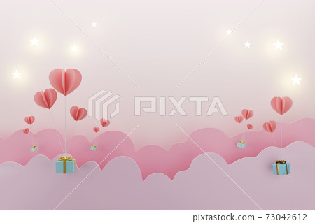 Balloon heart with gift box for love valentines... - Stock Illustration ...