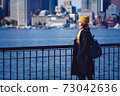 Mid Adult Woman Standing By Cityscape 73042636