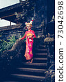 Traditional Ramayana dancer in a temple of Bali 73042698