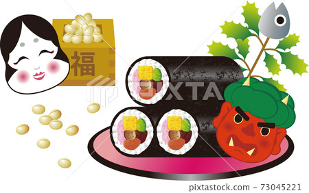 Spring February Setsubun Bean Maki Otafuku Oni Illustration Material Set Spring February Setsubun Bean Maki Otafuku Oni Illustration Material Set 73045221