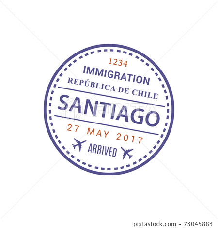 Santiago airport stamp isolated visa Santiago airport stamp isolated visa 73045883