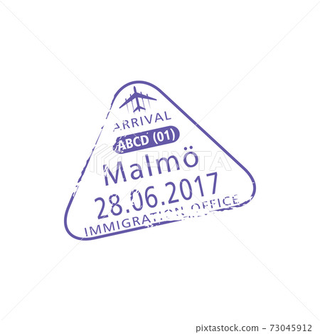 Sweden immigration office Malmo visa stamp isolate 73045912