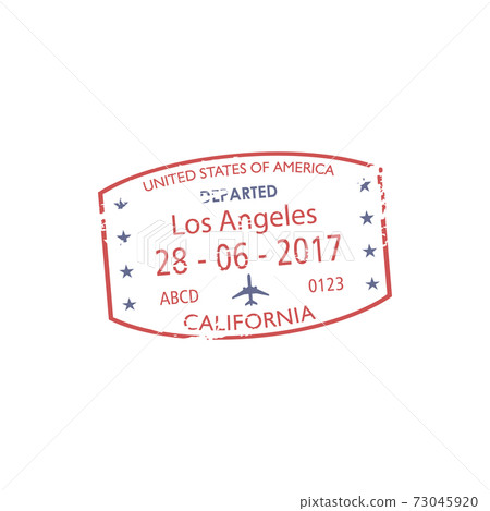 Visa stamp departed from Los Angeles isolated mark Visa stamp departed from Los Angeles isolated mark 73045920