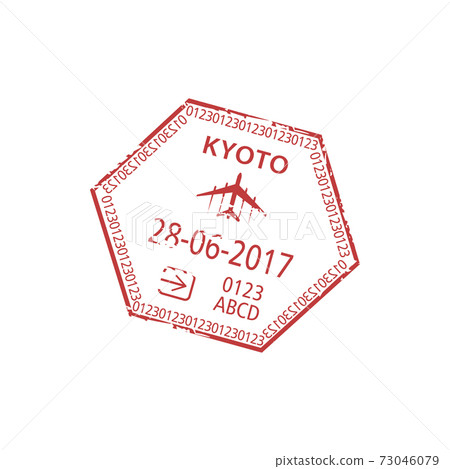 Visa stamp isolated arrived Kyoto airport by plane Visa stamp isolated arrived Kyoto airport by plane 73046079