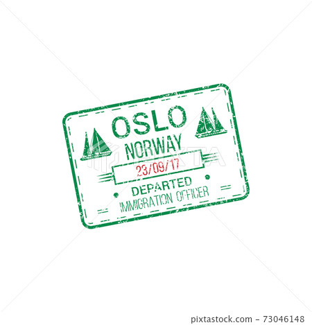 Oslo international harbor isolated visa stamp Oslo international harbor isolated visa stamp 73046148
