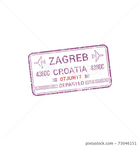 Zagreb airport visa stamp isolated Croatia control Zagreb airport visa stamp isolated Croatia control 73046151