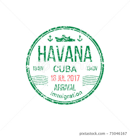 Cuba arrival immigration sign isolated visa stamp Cuba arrival immigration sign isolated visa stamp 73046167