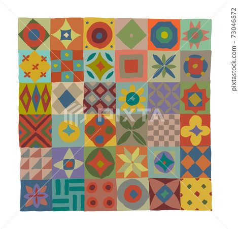 Talavera pattern. Indian patchwork. Turkish ornament. Moroccan tile mosaic. Spanish decoration. Ethnic background. 73046872