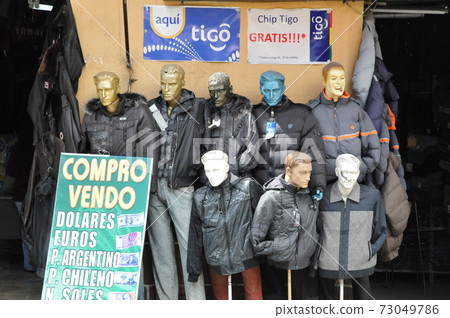 In the city of Potosi, a local city in Bolivia (mannequins) 73049786