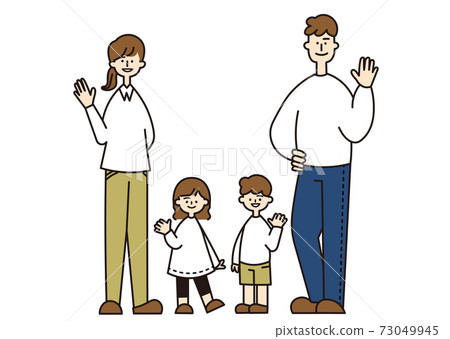 一家四口笑著揮舞著 73049945