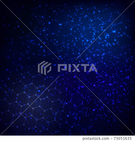 Abstract cosmos background with a grid of hexagons 73051635