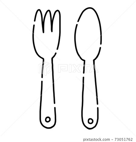 手繪風格湯匙/叉子圖 73051762