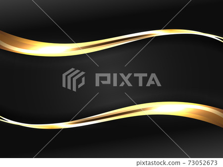 Abstract luxury template gold wave line with lighting effect on black background Abstract luxury template gold wave line with lighting effect on black background 73052673