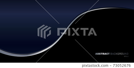 Banner web template blue gradient curved with silver line on black background 73052676
