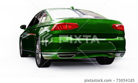 3d rendering of a brandless generic green car in a white studio environment 73054185