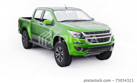 Green pickup car on a white background. 3d... - Stock Illustration ...