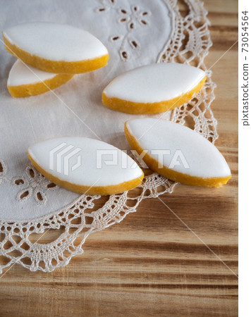 Typical almond sweets from france calissons d'aix 73054564
